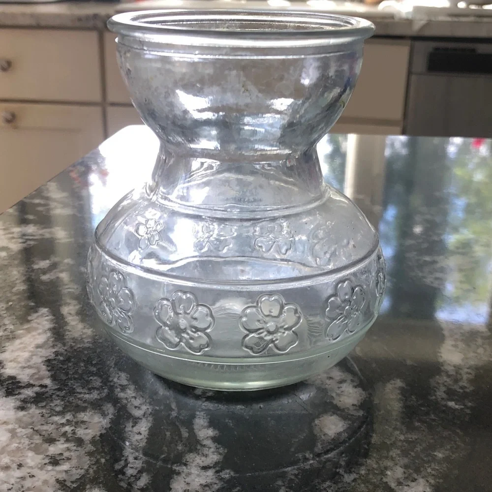 Clear Glass Floral Hurricane Vase - Brand: